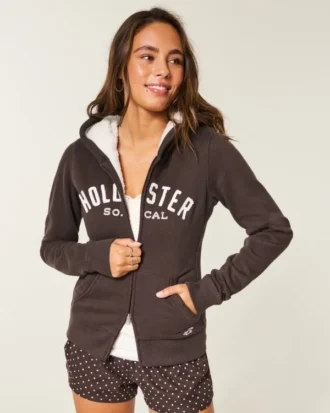 Holiday Vault Release Sherpa-gevoerde hoodie met ritssluiting en logo