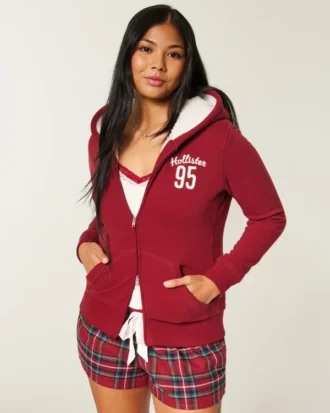 Holiday Vault Release Sherpa-gevoerde hoodie met ritssluiting en logo