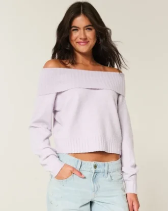 Hollister Comfortabele Cloud Foldover Off-the-Shoulder Sweater