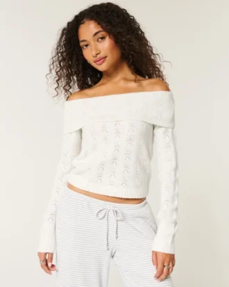 Hollister Comfortabele Cloud Stitchy Off-the-Shoulder Sweater