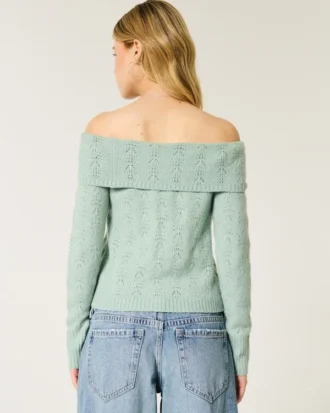 Hollister Comfortabele Cloud Stitchy Off-the-Shoulder Sweater
