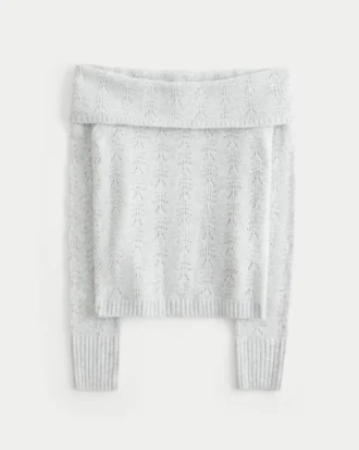 Hollister Comfortabele Cloud Stitchy Off-the-Shoulder Sweater