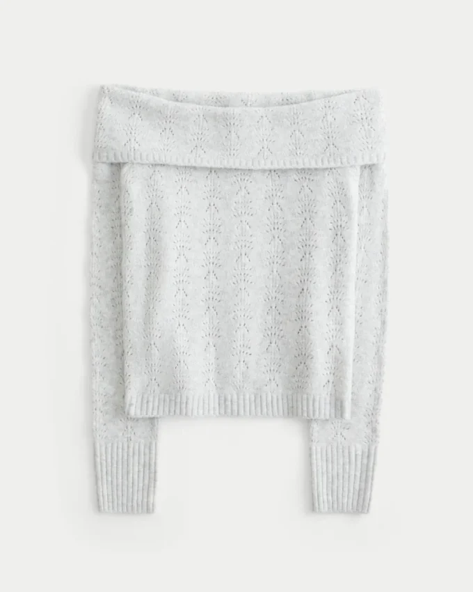Hollister Comfortabele Cloud Stitchy Off-the-Shoulder Sweater Hollister Comfortabele Cloud Stitchy Off-the-Shoulder Sweater