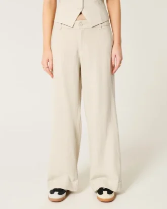 Hollister Livvy laag uitgesneden broek met wijde pijpen