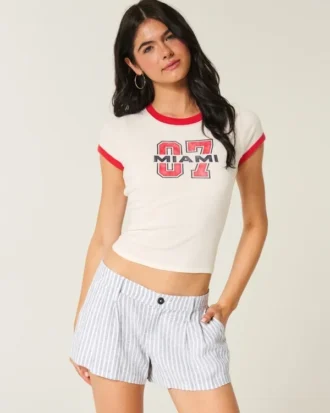 Hollister Livvy laag uitgesneden short van linnenmix