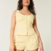 Hollister Livvy laag uitgesneden short van linnenmix