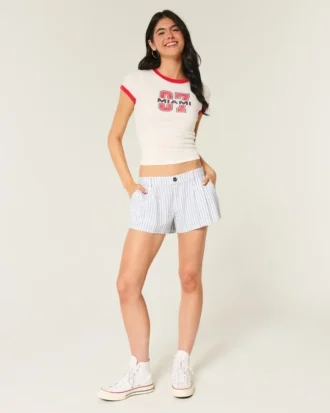 Hollister Livvy laag uitgesneden short van linnenmix