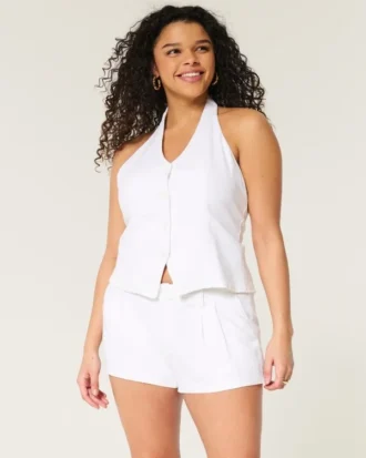 Hollister Livvy laag uitgesneden short van linnenmix 3″