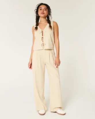Hollister Livvy Ultra High-Rise Linnenmix Broek met wijde pijpen