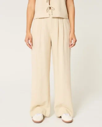 Hollister Livvy Ultra High-Rise Linnenmix Broek met wijde pijpen