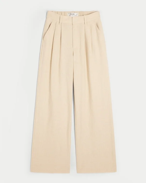 Hollister Livvy Ultra High-Rise Linnenmix Broek met wijde pijpen Hollister Livvy Ultra High-Rise Linnenmix Broek met wijde pijpen