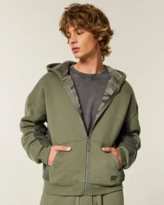 Hollister x Crocs Hoodie met ritssluiting en sherpa-voering