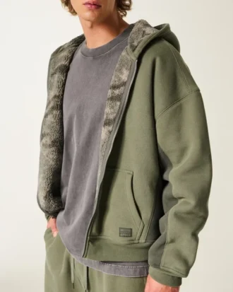 Hollister x Crocs Hoodie met ritssluiting en sherpa-voering