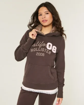 Hoodie met capuchon met voering van imitatiebont