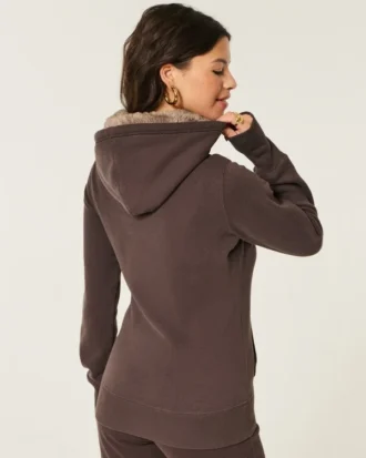 Hoodie met capuchon met voering van imitatiebont
