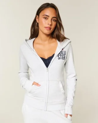 Hoodie met logo en ritssluiting