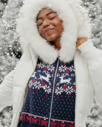 Hoodie met nepbontrand Fair Isle-trui met ritssluiting
