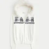 Hoodie met nepbontrand Fair Isle-trui met ritssluiting Hoodie met nepbontrand Fair Isle-trui met ritssluiting