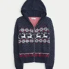 Hoodie met nepbontrand Fair Isle-trui met ritssluiting Hoodie met nepbontrand Fair Isle-trui met ritssluiting
