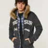 Hoodie met rits en afwerking van imitatiebont en Big Sur-afbeelding Hoodie met rits en afwerking van imitatiebont en Big Sur-afbeelding