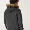 Hoodie met rits en afwerking van imitatiebont en Big Sur-afbeelding Hoodie met rits en afwerking van imitatiebont en Big Sur-afbeelding