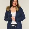 Hoodie met rits en nepbontrand Hoodie met rits en nepbontrand