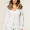 Hoodie met rits en nepbontrand Hoodie met rits en nepbontrand