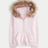 Hoodie met rits en nepbontrand Hoodie met rits en nepbontrand