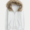 Hoodie met rits en nepbontrand Hoodie met rits en nepbontrand