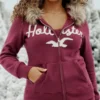 Hoodie met rits, logo en rand van imitatiebont Hoodie met rits, logo en rand van imitatiebont