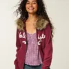 Hoodie met rits, logo en rand van imitatiebont Hoodie met rits, logo en rand van imitatiebont