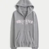 Hoodie met rits, logo en rand van imitatiebont Hoodie met rits, logo en rand van imitatiebont