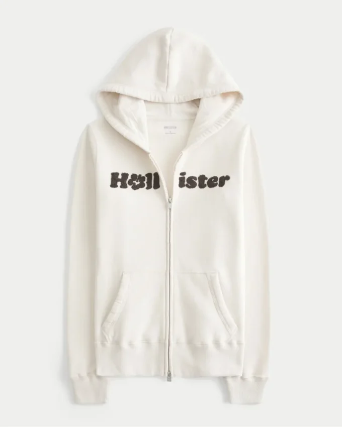 Hoodie met ritssluiting en chenille logo Hoodie met ritssluiting en chenille logo