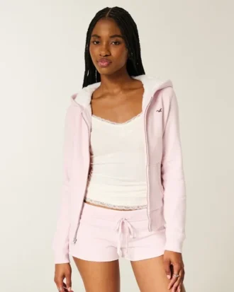 Hoodie met ritssluiting en voering van imitatiebont