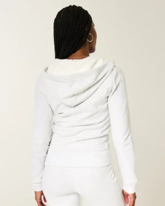 Hoodie met ritssluiting en voering van imitatiebont