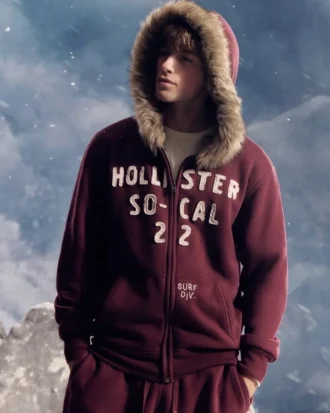 Hoodie met ritssluiting, logo en afwerking van imitatiebont