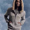 Hoodie met ritssluiting, logo en afwerking van imitatiebont Hoodie met ritssluiting, logo en afwerking van imitatiebont