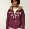Hoodie met ritssluiting, logo en afwerking van imitatiebont Hoodie met ritssluiting, logo en afwerking van imitatiebont