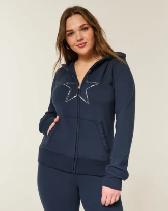 Hoodie met sterrenprint en ritssluiting