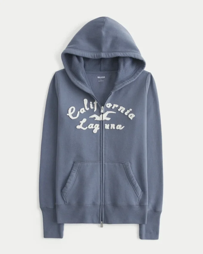 Hoodie met wafelvoering, ritssluiting en logo Hoodie met wafelvoering, ritssluiting en logo
