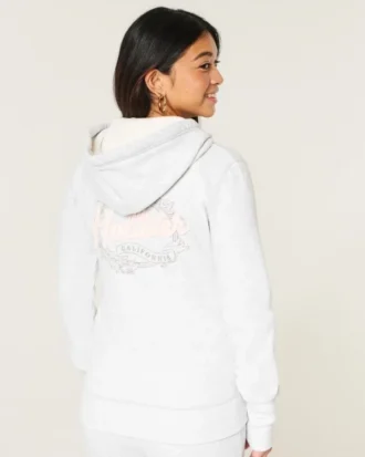 Hoodie met wafelvoering, ritssluiting en logo