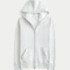 Hoodie met wafelvoering, ritssluiting en logo Hoodie met wafelvoering, ritssluiting en logo