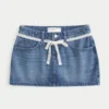 Kanten mini-rokje met denim