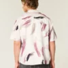 Katoen-linnen gemengd shirt met korte mouwen en patroon Katoen-linnen gemengd shirt met korte mouwen en patroon