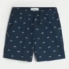 Knie-lange short met linnenmixpatroon