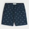 Knie-lange short met linnenmixpatroon