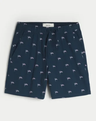 Knie-lange short met linnenmixpatroon