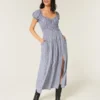 Korte mouwen maxi-jurk met open rug