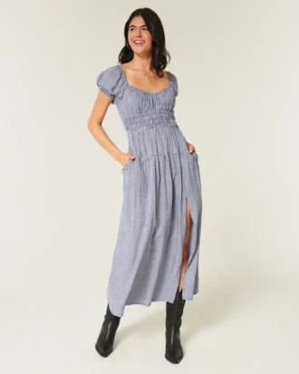 Korte mouwen maxi-jurk met open rug