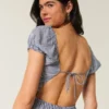 Korte mouwen maxi-jurk met open rug